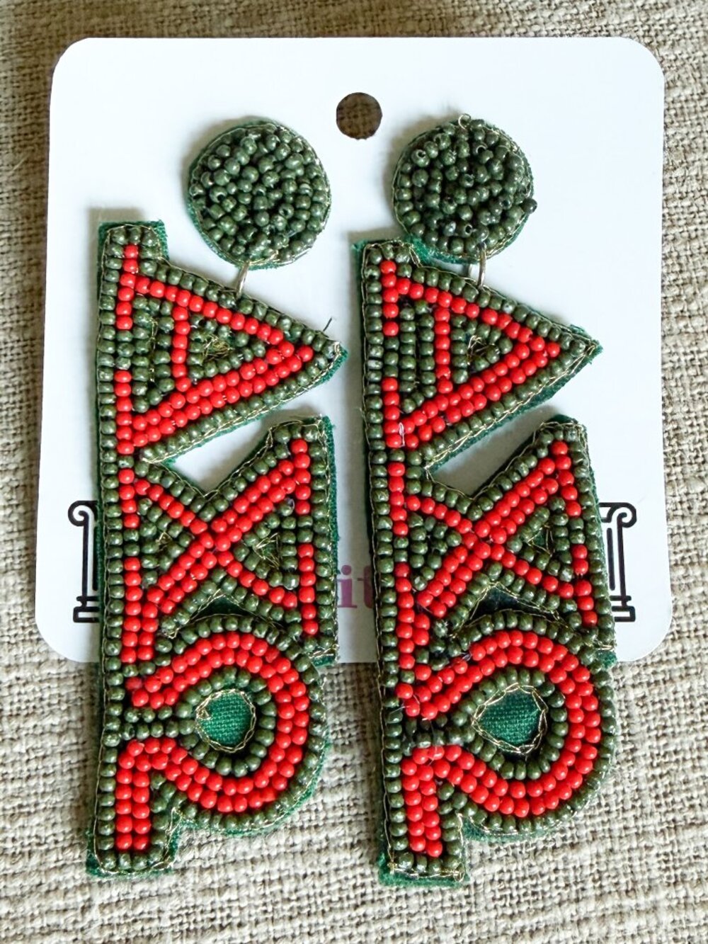 Alpha Chi Omega Beaded Earrings, NWT
